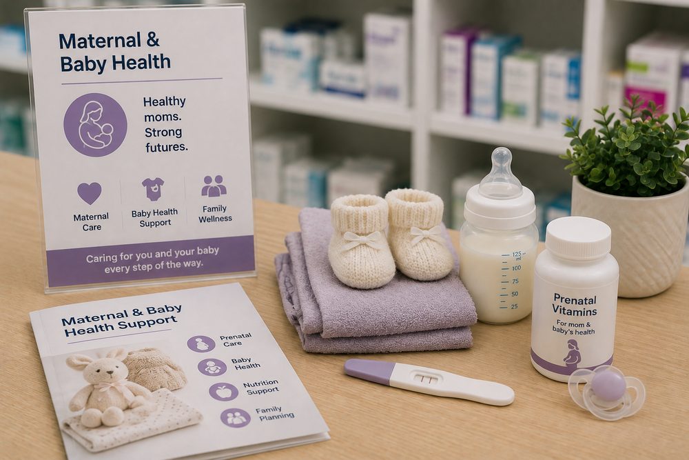 Maternal and baby health support and pharmacy care