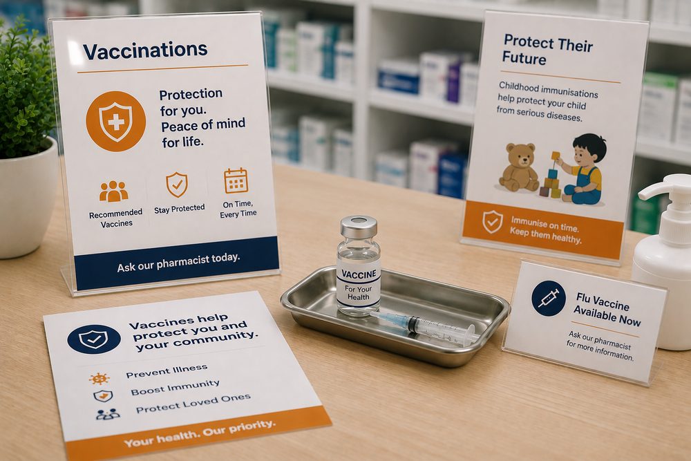 Vaccination and immunisation services at a pharmacy